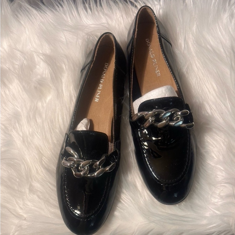 Donald J. Pliner Black Patent Leather Loafers